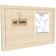 MYMULIKE 36 x 24 inch Felt Bulletin Board, Foldable Wall Decor for Photos & Vision Projects, with 15 Pushpins, Oatmeal