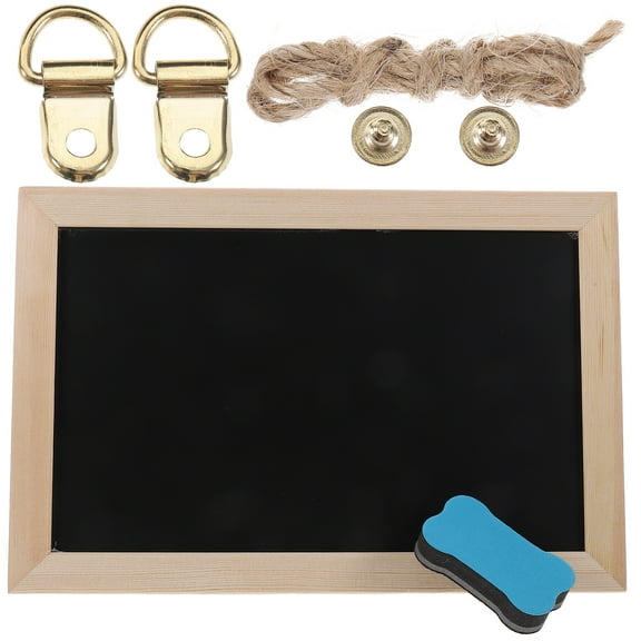 Wall Cork Board for Daily Use Beige Wooden Frame Double Sided Blackboard 1 Set
