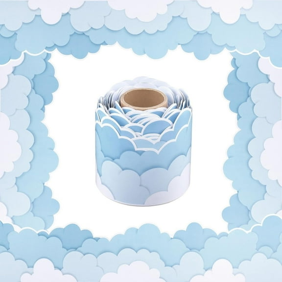 Bulletin Board Border 32.8ft Cloud Mass Pattern Border Trim Wall Sticker for Classroom Whiteboards Chalkboard Decoration