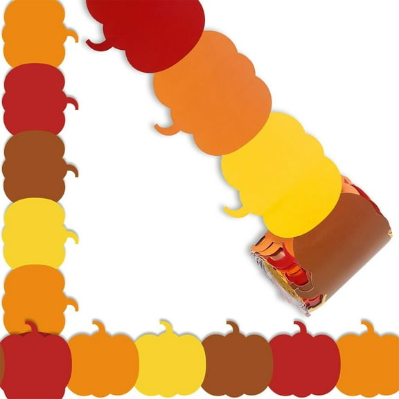 Bulletin Board Border 32.8ft Pumpkin Borders Trim Sticker for Classroom Whiteboards Chalkboards Thanksgiving Decoration
