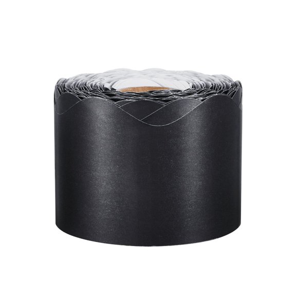 Bulletin Board Border, 65.6 Feet Rolled Border Trim, Scalloped Bulletin Board Paper with Wavy Line Design, Classroom Border for Bulletin Board, School, Classroom, and Locker Decoration, Black