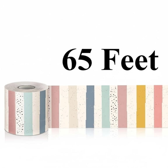 Bulletin Board Border 65 Feet Polk Dot Stripes Straight Rolled Trim Classroom Borders for Bulletin Board Decorations School Home