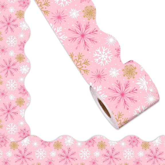 Bulletin Board Border 65ft Christmas Snowflakes Border Trim Wall Sticker for Classroom Whiteboards Chalkboard Decoration