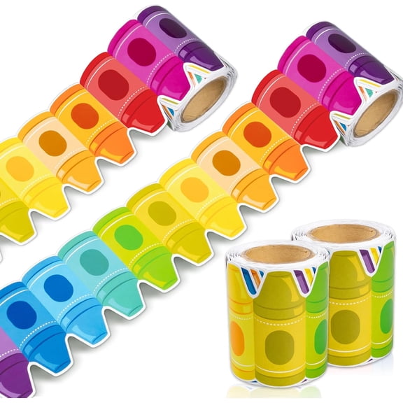 Bulletin Board Border Decorations - Rainbow Crayon Border Trim for School Classroom Chalkboard Bulletin Board Wall Window Door Decor
