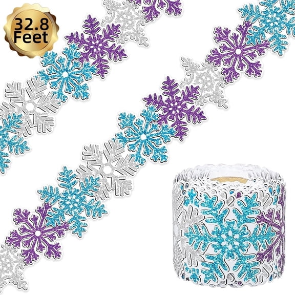 Bulletin Board Border Trim, 98 ft Snowflake Scalloped Decor for Classroom, Office, or Holiday Parties
