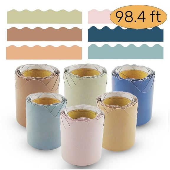 Bulletin Board Border Trim Bulletin Board Paper for Classroom Decorations Colorful Scalloped Bulletin Board Decoration Classroom Decor 6 Rolls 98.4 ft
