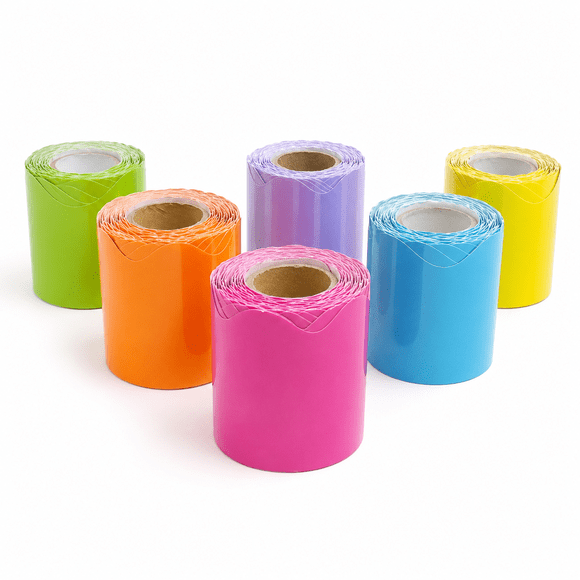 Bulletin Board Border Trim Colorful Scalloped Trim Bulletin Board Decorations for Classroom 6 Rolls 196.8 Ft