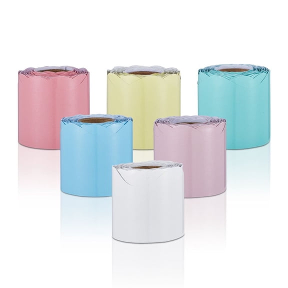 Bulletin Board Borders 6 Rolls 32.8Ft, Boho Wavy Line Pastel Trim for Classroom Party Wall