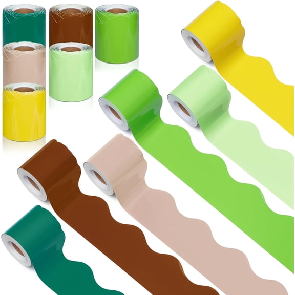 Bulletin Board Borders for School & Office Decor Decorations, 6 Rolls 196.8 ft Colorful Scalloped Bulletin Board Trim for Classroom Back to School Decor(Jungle Colors)