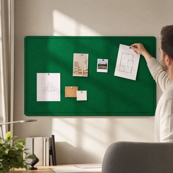 Bulletin Board Cork Board for Office Foldable Felt Pin Board with Adhesive Tabs No Damage Wall Decor for Home Classroom Dorm,Turquoise