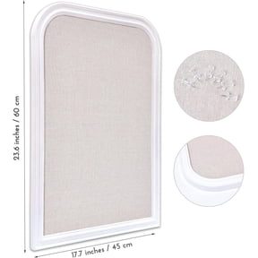 Bulletin Board with Linen, 23.6x17.7 inches Bulletin Board with White Wood Style Frame, Decorative Hanging Pin Board Vision Board Message Board for Office School Home Decor(2R&2S,L-4560,1p)