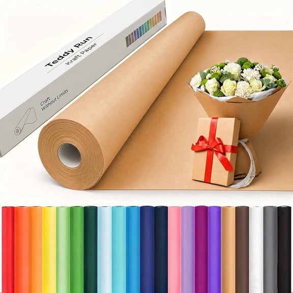 Bulletin Board Paper, Kraft Paper Roll, Wrapping Paper - 15" X 485" Extra Wide & Thick for Shipping, Gift Wrap, Arts, Crafts, Floor And Table Protection
