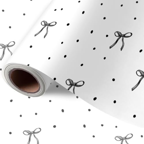 Bulletin Board Paper - Mini Roll - 17 in x 32.8 Ft White Black Bow Dot ...