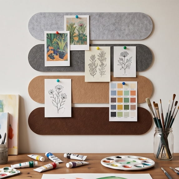 Bulletin Board Strips Self Adhesive Pin Board, Felt Photo Display Strip for Wall Decor, Notice Memo Board for Home Office Kitchen, Cork Alternative for Pinning Notes Pictures