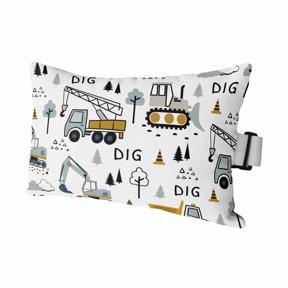 Bulletin Machine Crane Excavator Outdoor Pillow for Chaise Lounge Chair,Abstract Cars Waterproof Headrest Lumbar Pillows with Insert&Elastic Strap for Patio Pool Garden Chairs Decor,1 Pack