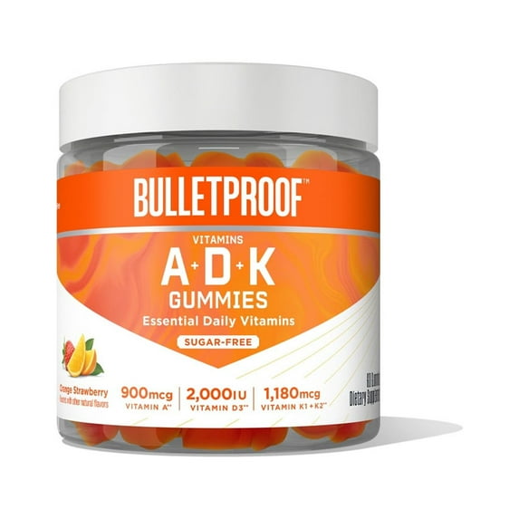 Bulletproof A+D+K Sugar-Free Orange Strawberry 60 Gummies Keto Supplement for Heart, Bone and Immune Support