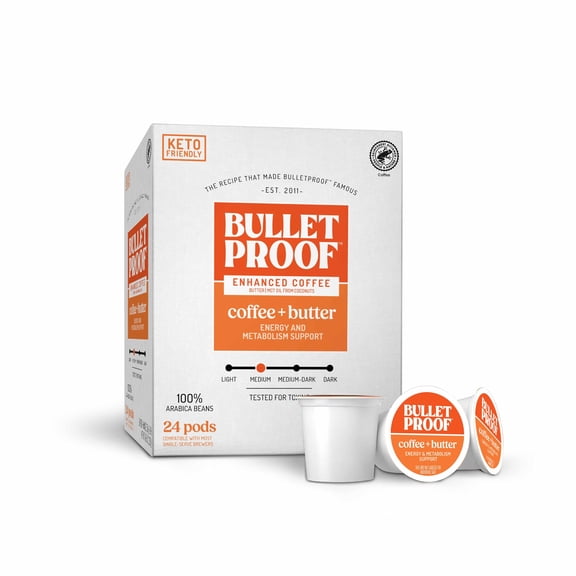 Bulletproof Coffee + Organic Grass-Fed Butter Single-Serve Pods, Keto Coffee, All-in-One Recipe with MCT Oil and Butter, Packaging May Vary