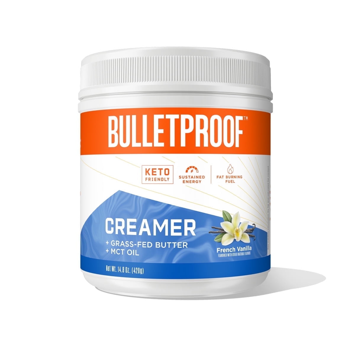 Bulletproof French Vanilla Creamer, 14.8 Ounces, Keto Coffee Creamer with MCT Oil and Grass-Fed Butter, Supports Brain Function, Zero Sugar Added