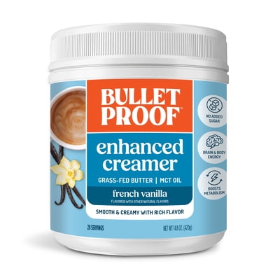 Bulletproof French Vanilla Creamer, 14.8 Ounces, Keto Coffee Creamer with MCT Oil and Grass-Fed Butter, Supports Brain Function, Zero Sugar Added