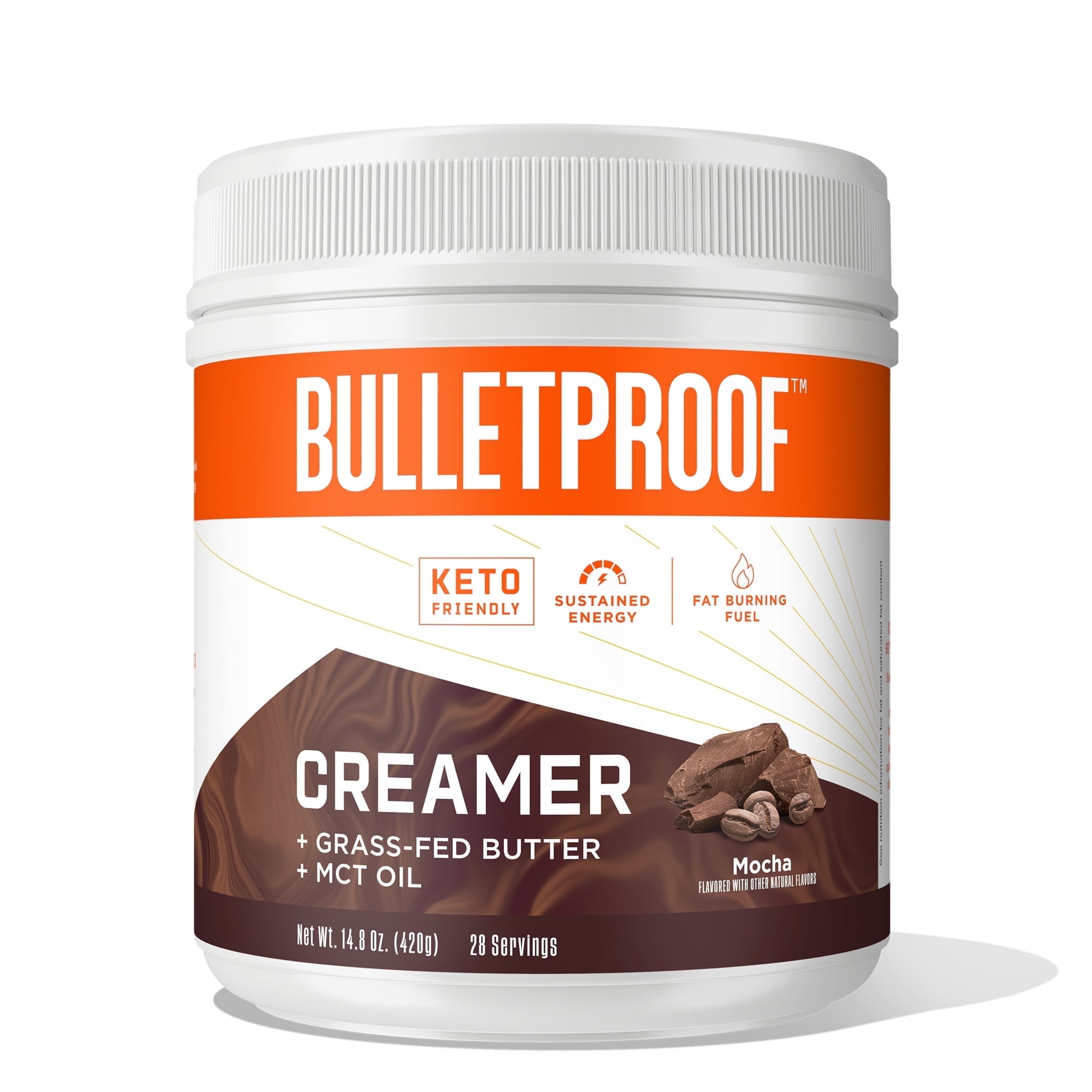 Bulletproof Mocha Creamer, 14.8 Ounces, Healthy Coffee Creamer with MCT Oil, Grass-Fed Butter, and Real Cocoa, Supports Brain Function, Keto