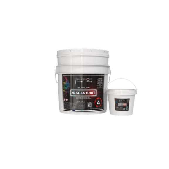Bulletproof Resins: Single Shot |100% Solids Epoxy Resin Kit (3 Gallons) Solvent-Less, Two Component Gloss Coat Finish (CHARCOAL) Combo-Low VOC! Perfect for Industrial Use, Garages, Floors & More!