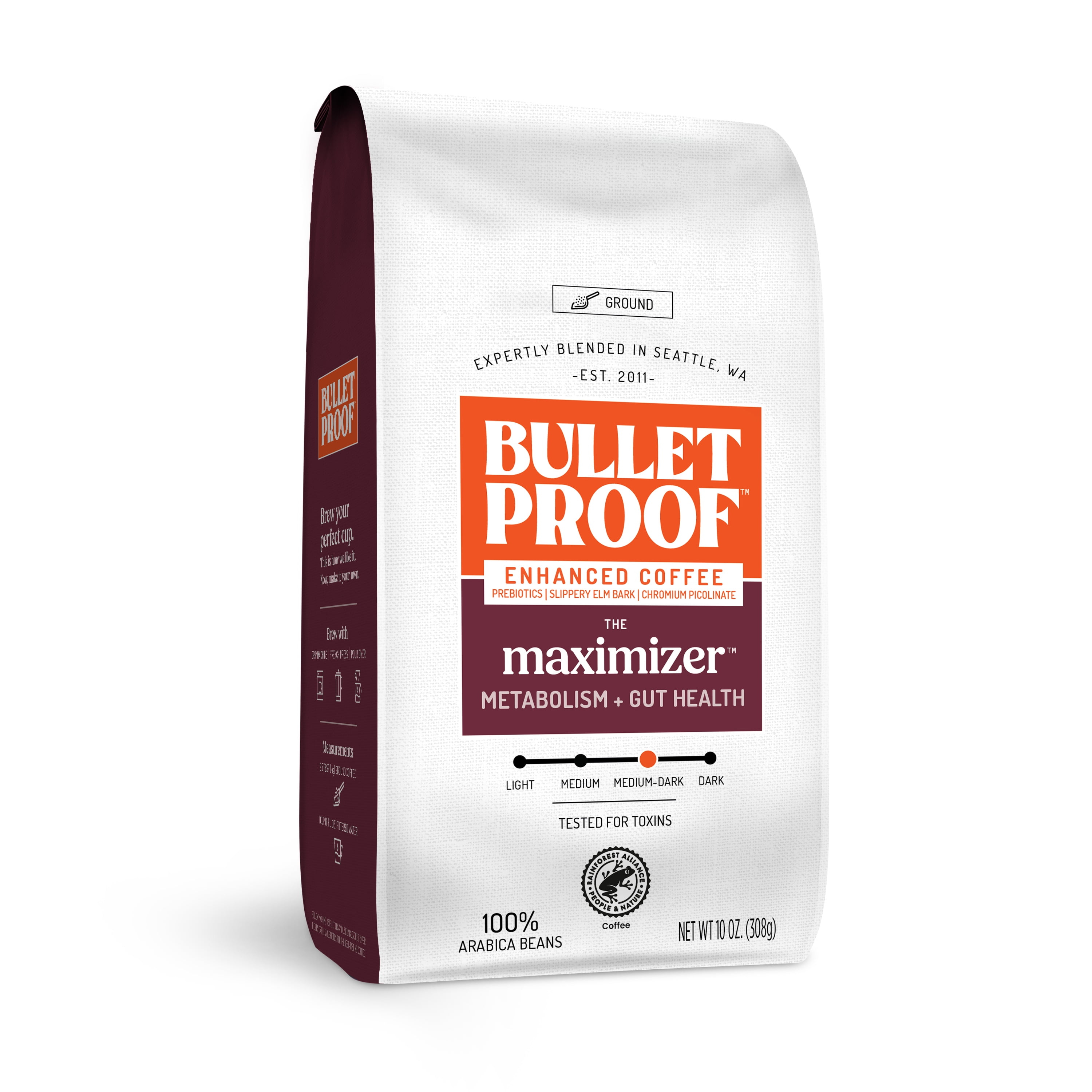 Bulletproof The Maximizer Ground Coffee, 10 Ounces, Prebiotic Coffee with Metabolism and Gut Health Support, Packaging May Vary