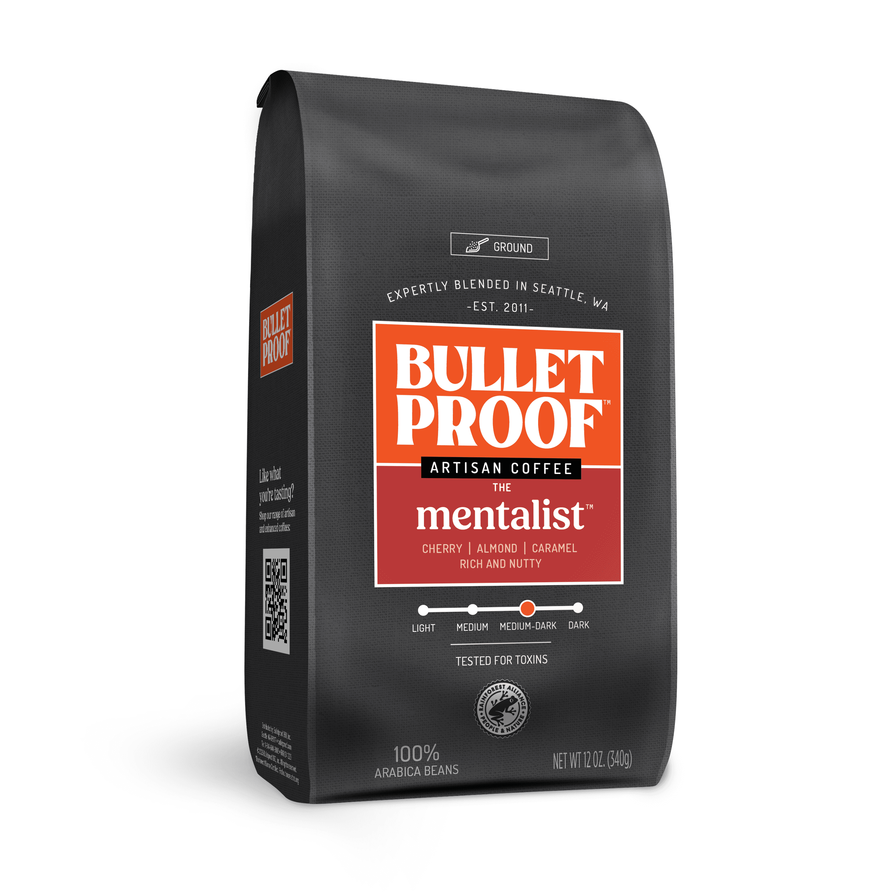 Bulletproof The Mentalist Medium-Dark Roast Ground Coffee, 12 Ounces, 100% Arabica Coffee Sourced from Central and South America, Packaging May Vary