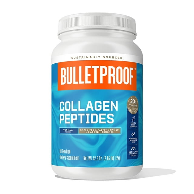 Bulletproof Vanilla Collagen Protein Powder with MCT Oil, 19g Protein, 42.3 Oz, Value Size, Collagen Peptides and Amino Acids for Skin, Bone and Joint Support, Pasture Raised, No Added Hormones