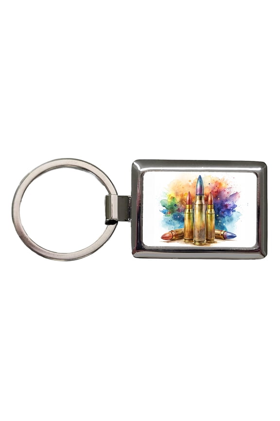 Bullets Watercolor Metal Rectangle Keychain