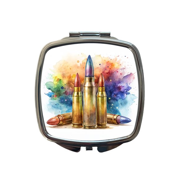 Bullets Watercolor Travel Makeup Handbag Purse Small Pocket Compact Mirror