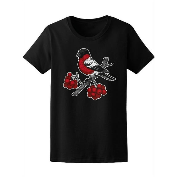Bullfinch Bird On Tree Branch T-Shirt Women -Image by Shutterstock, Female Large