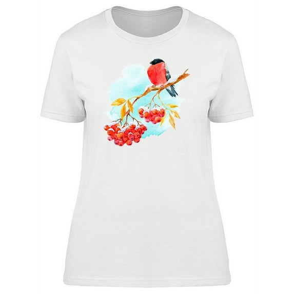 Bullfinch On Berries Branch Tee Women's -Image by Shutterstock