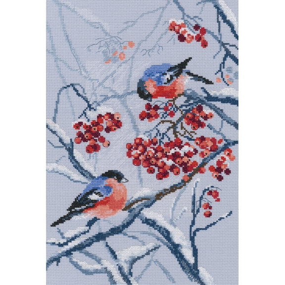 RTO M578 14 Count Bullfinches in Rowanberries Counted Cross Stitch Kit, 8.75" by 13", Multicolor