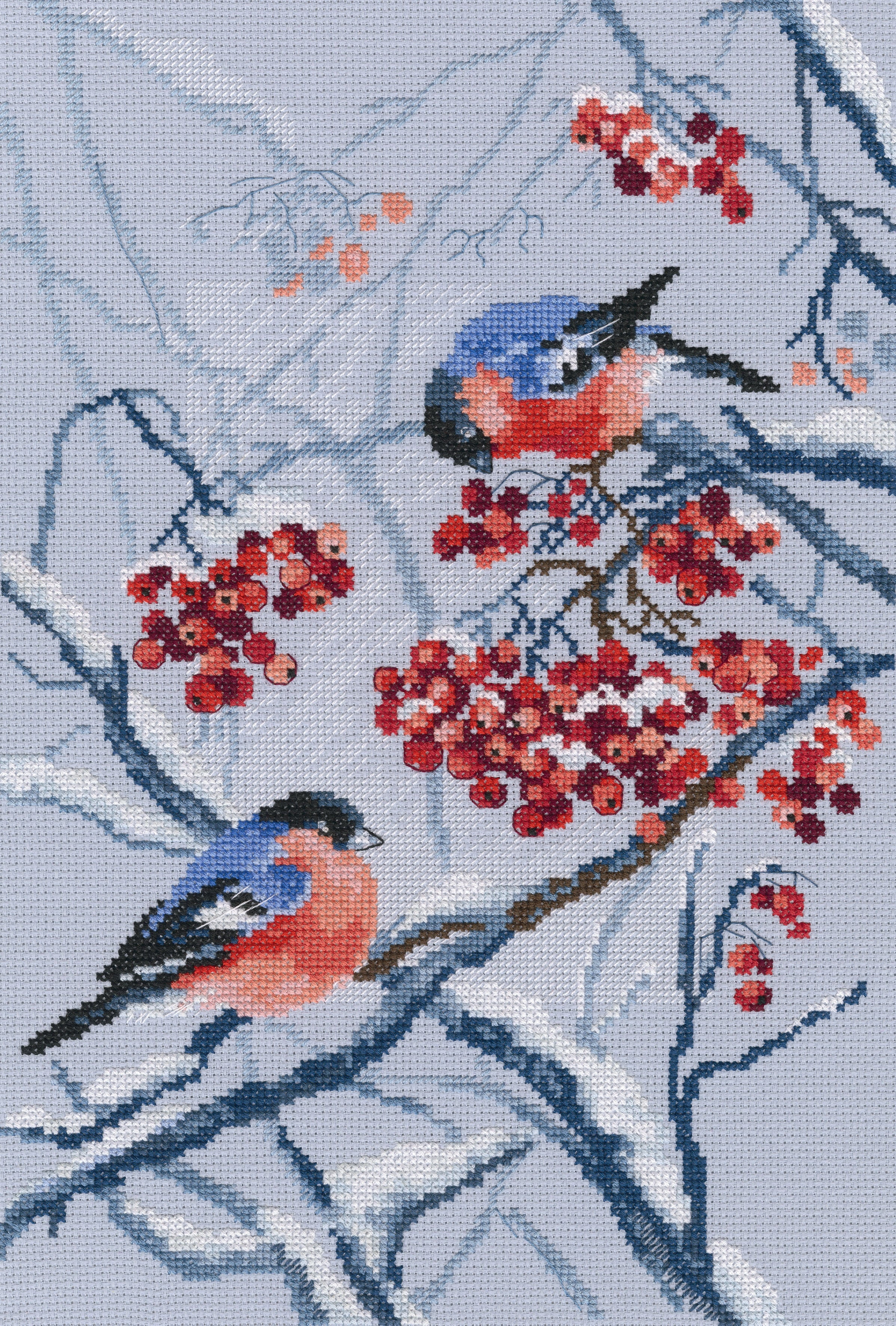 Bullfinches in Rowanberries M578 Counted Cross Stitch Kit