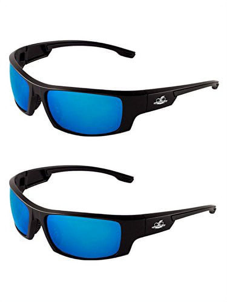 Bullhead Safety Eyewear BH95129AF Dorado, Shiny Black Frame, Polarized Blue Lens (2 Pairs)