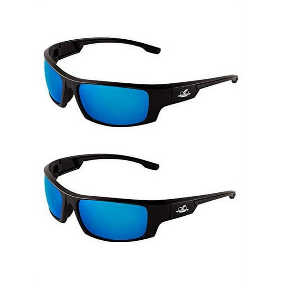 Bullhead Safety Eyewear BH95129AF Dorado, Shiny Black Frame, Polarized Blue Lens (2 Pairs)