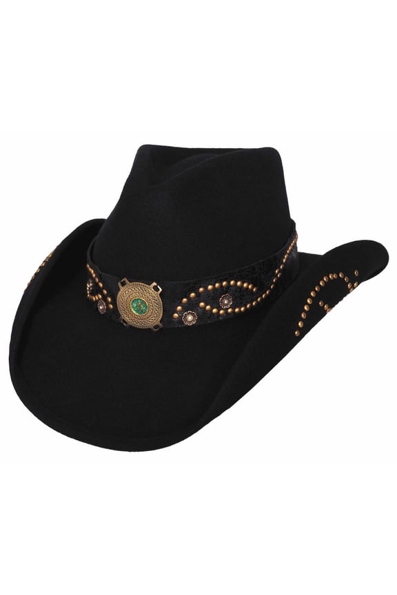 Montecarlo Bullhide Hats Sheila Wool Felt Cowboy Western Hat Medium, Black
