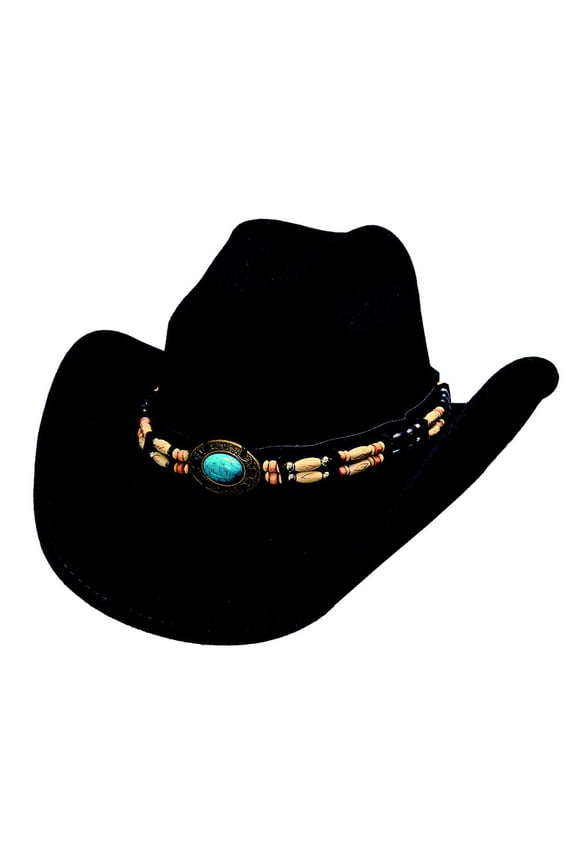 Medium Fortune Felt Western Hat with Turquoise and Barrel Beads