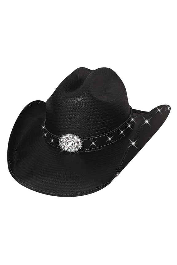 Terri Clark Montecarlo Bullhide Hats HERE for a Good TIME Shantung Panama Straw Western Cowboy Hat Medium Black