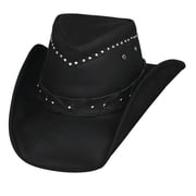Bullhide Mens Burnt Dust Top Grain Leather Hat Black X-Large