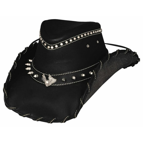 Bullhide Hats 4022BL Iron Road Black Leather Cowboy Hat Size: Large