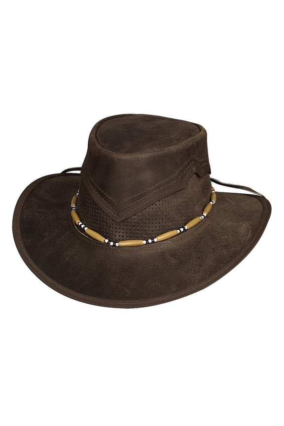 Montecarlo KANOSH Top Grain Leather Aussie Style Western Hat Dark Brown Medium