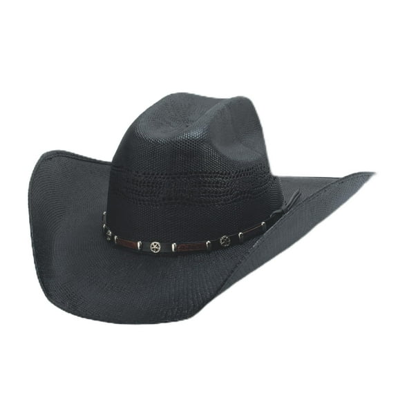 Bullhide Rodeo Round Up Straw Collection Go Round 20X Cowboy Hat in Size 7 5/8 Black