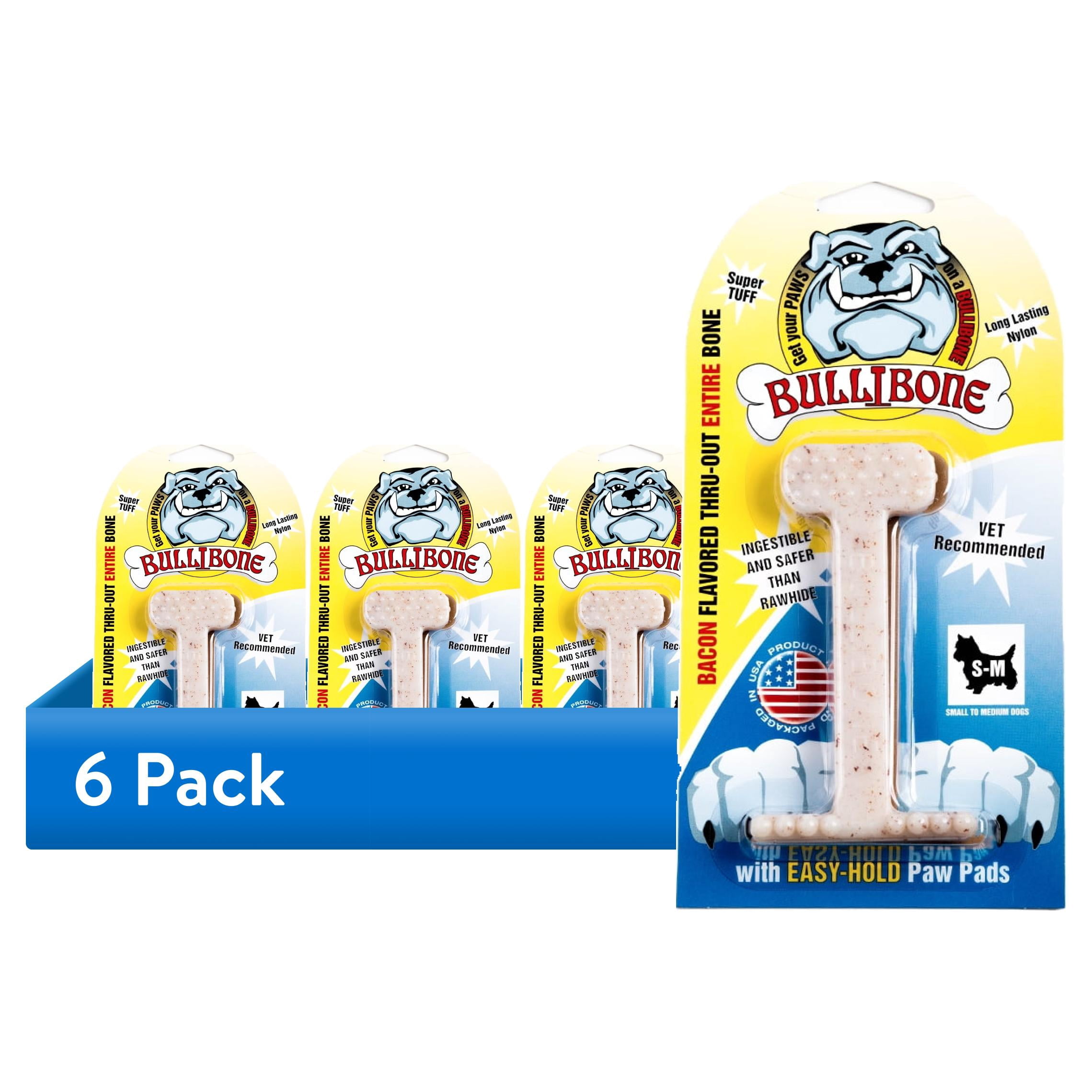 (6 pack) Bullibone Bacon Flavored Dental Chew Toy, Small, for Dogs' Oral Hygiene