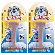 Bullibone Nylon Dog Chew Toy Nylon Bone - Improves Dental Hygiene, Easy to Grip Bottom, and Permeated with Flavor Beef Small - 2 Pack
