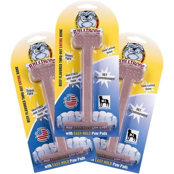 Bullibone Nylon Bone Dog Chew Toy Nylon - Large Beef - 3 Pack
