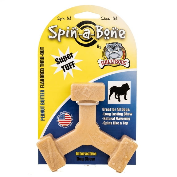 Bullibone Nylon Dog Chew Toy Spin-a-Bone - Interactive Dog Toy, Triggers Natural Instincts, and Improves Oral Health