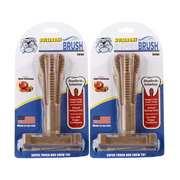 Bullibone SuperBrush Dental Dog Chew Bone Teeth Cleaning Easy Hold Dog Toothbrush - Long Lasting Nylon Chew Toy - 2 Pack
