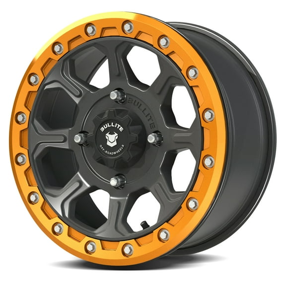 Bullite Wheels BT-03 Ruler 15in UTV ATV SXS Beadlock Rims 15x7 Orange, 4x156 Bolt Pattern, 5+2 Offset, Compatible with Polaris RZR 1000 XP/Ranger XP 900/1000