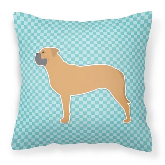 Bullmastiff Checkerboard Blue Fabric Decorative Pillow